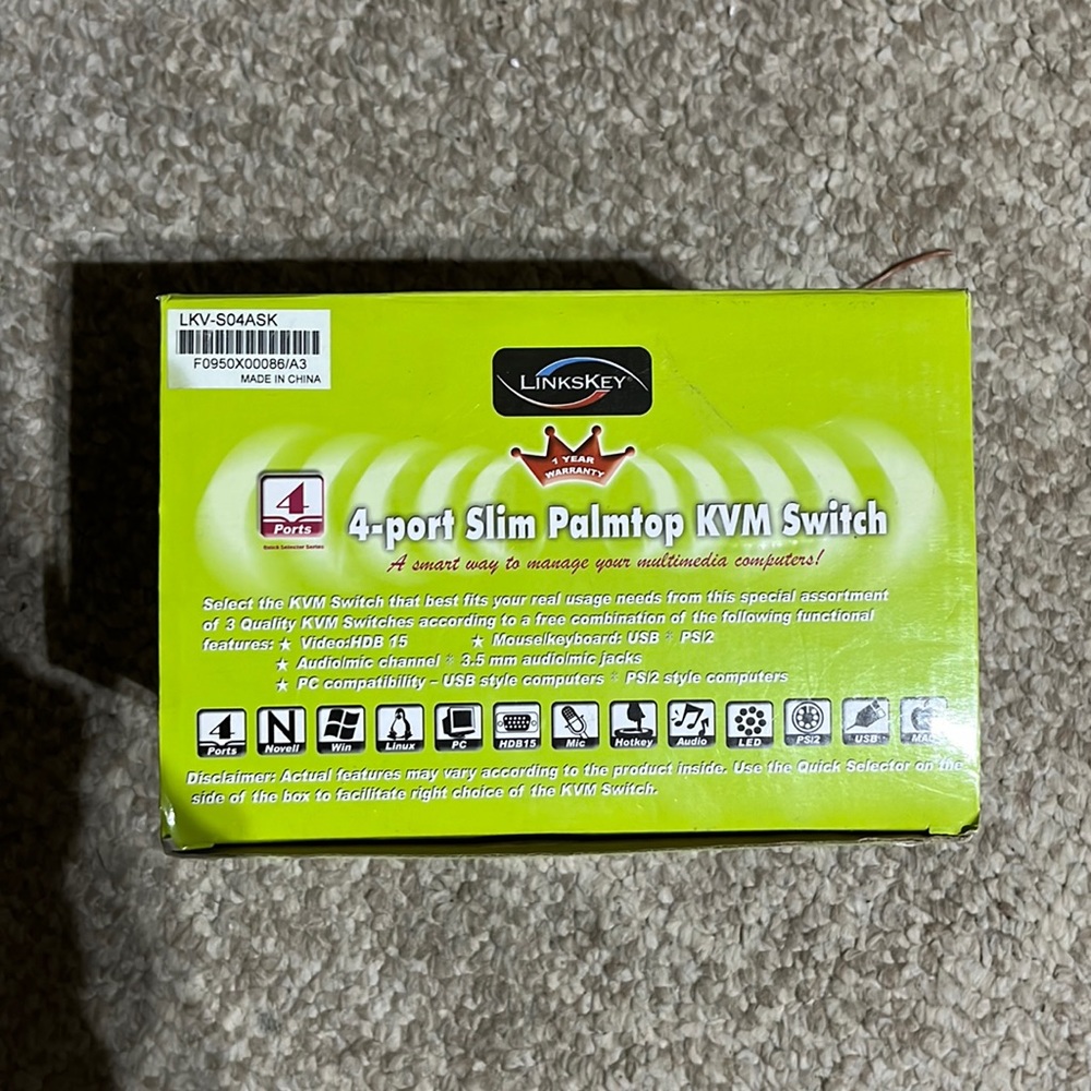 Linkskey  4 port slim palmtop kvm switch
